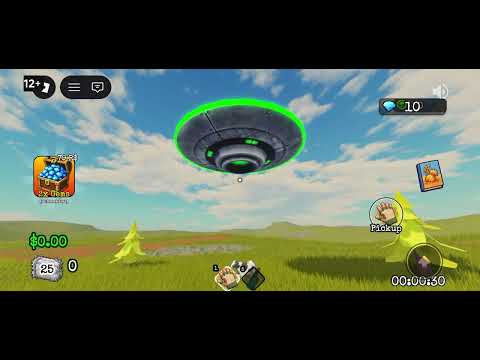 Strik3r tutorial preview showing the low green-rimmed UFO over grass, short conifers and grey stones
